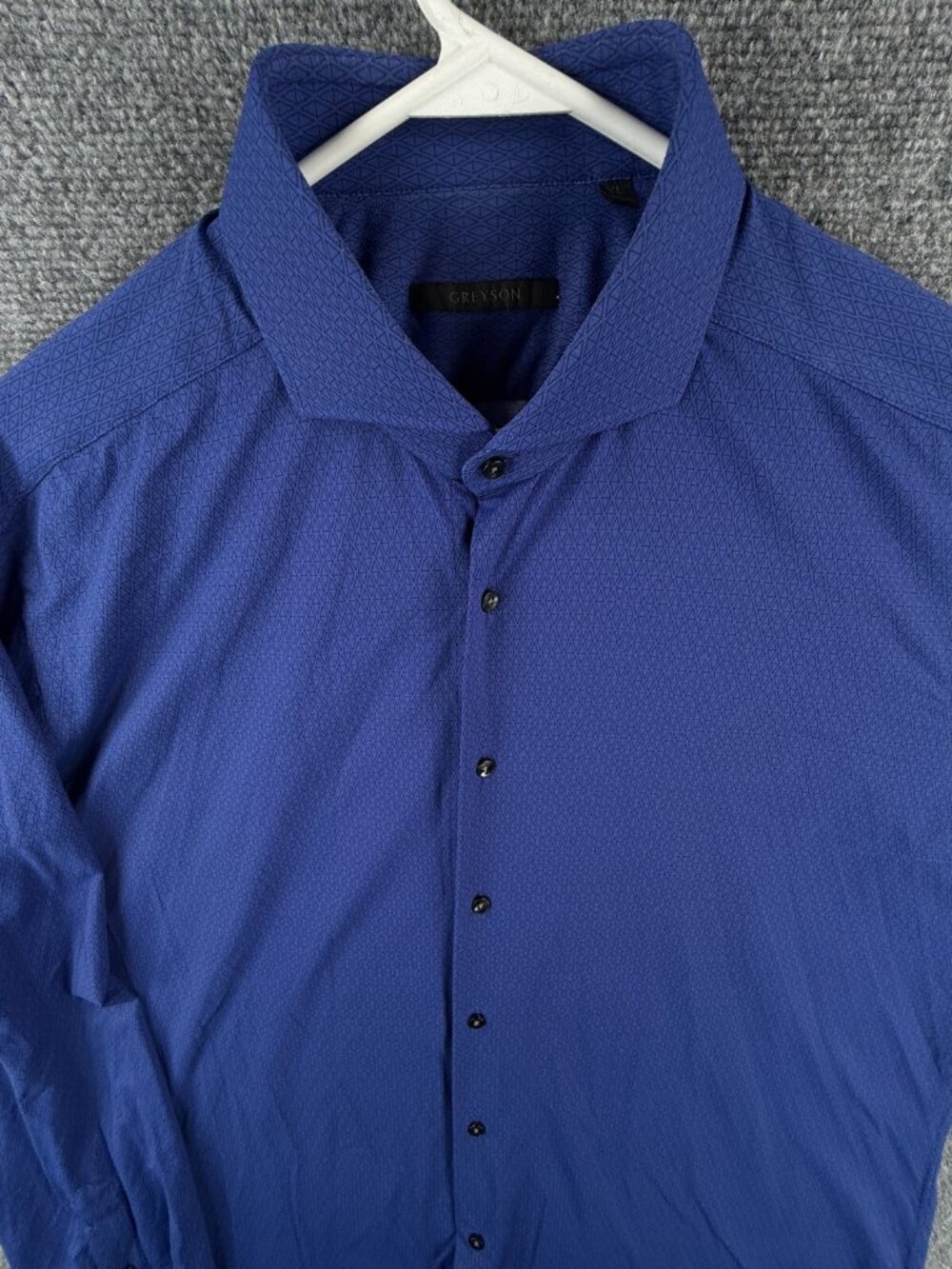 Greyson Golf Shirt XL Long Sleeve Button Up Stretch Performance Blue Geometric